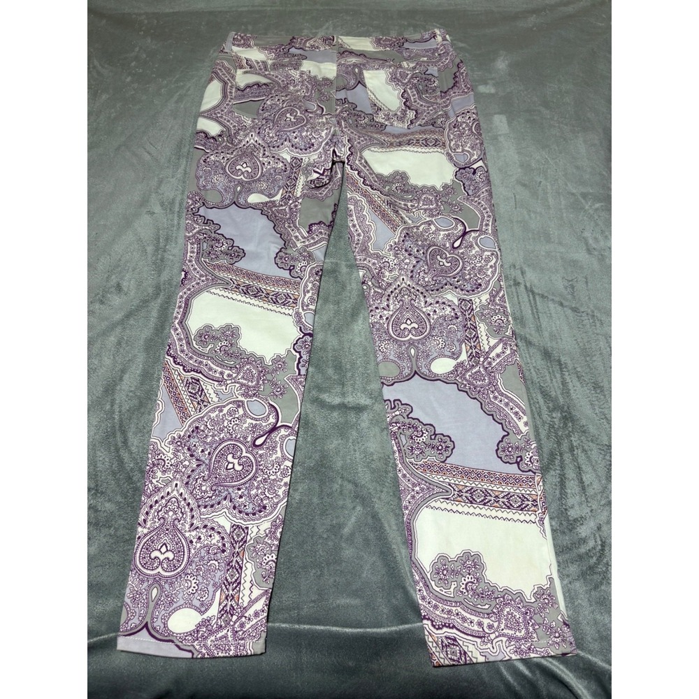 Chicos Womens Size US 10R Chico Size 1.5R White Purple Paisley Pants Jeggings - Picture 2 of 8